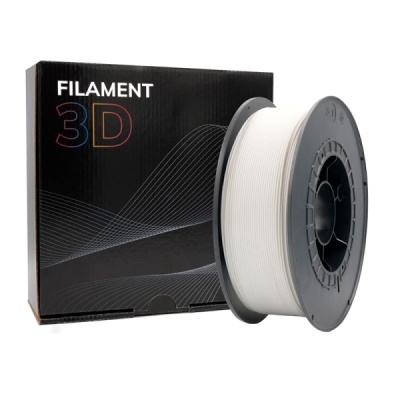 Bobina de filamento 3D branca com caixa preta