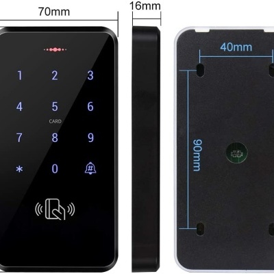 dispositivo retangular preto com teclado numérico tátil e ícone de cartão