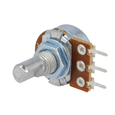 Potenciómetro rotativo metálico com pinos