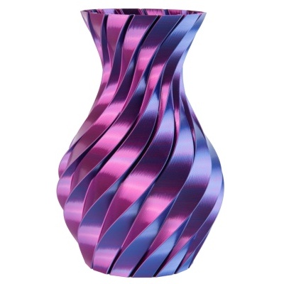Vaso decorativo espiralado metálico roxo e azul