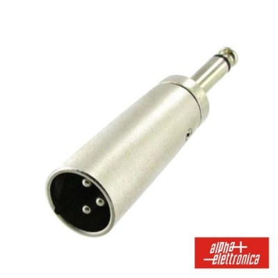 Adaptador metálico prateado XLR fêmea para jack 6,35 mm macho com três pinos
