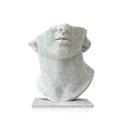 Busto decorativo em mármore com manchas pretas