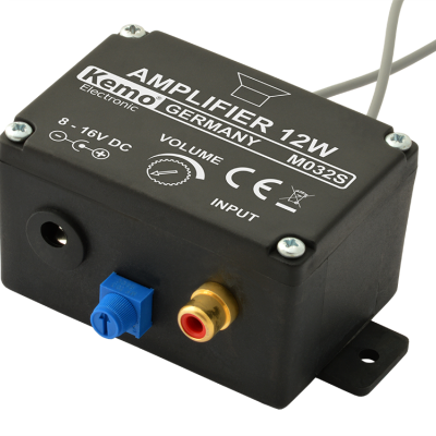 Amplificador eletrônico preto Kemo Germany M032S com botões e entrada RCA