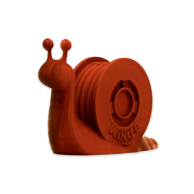 Figura de caracol em plástico vermelho com bobina WINKLE e fundo preto