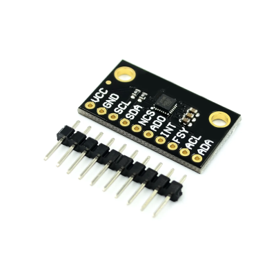 Placa eletrónica preta com conector macho de pinos