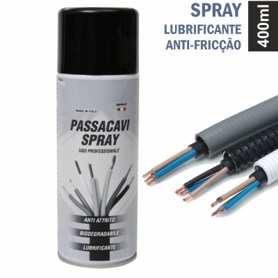 Spray lubrificante Passacavi Spray ao lado de cabos elétricos com fios de cobre expostos
