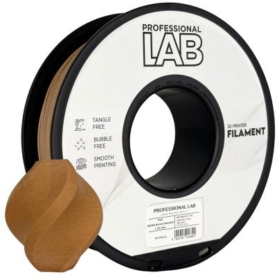 Carretel de filamento PLA castanho para impressora 3D PROFESSIONAL LAB e peça impressa