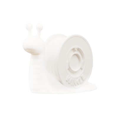 Figurine branca de caracol com palavra MICCEL na concha