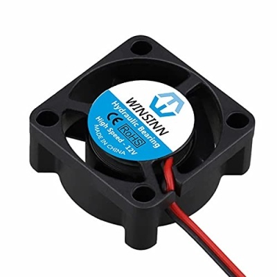 Ventoinha de refrigeração quadrada preta WINSINN com etiqueta central azul e branca