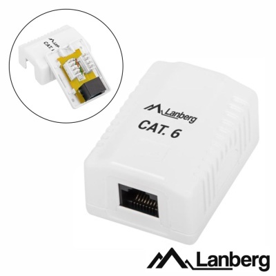 Adaptador de rede Lanberg CAT. 6 branco com entrada RJ45