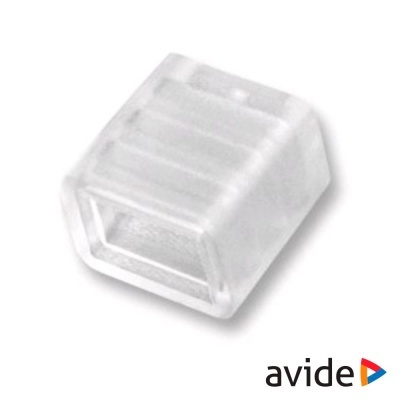 Conector plástico transparente quadrado com ranhuras, logótipo Avide