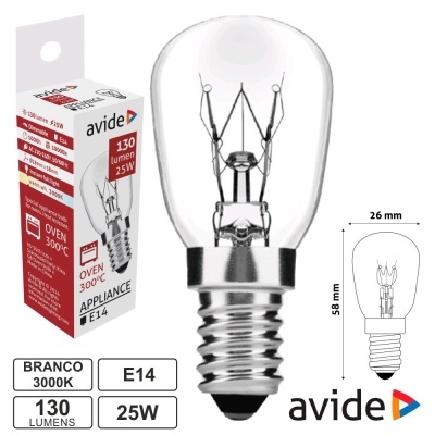 Lâmpada incandescente Avide E14 25W 3000K embalada