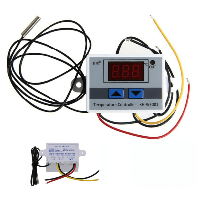Controlador de temperatura XH-W3001 com sensor e fios elétricos
