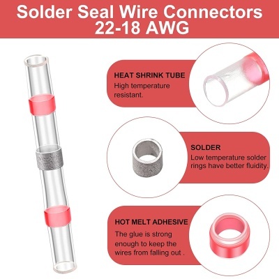 Conector de fios com selo de solda Solder Seal Wire Connectors 22-18 AWG em fundo branco