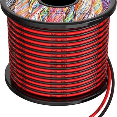 Rolo de fios elétricos vermelho e preto Haisn 16AWG 200ºC