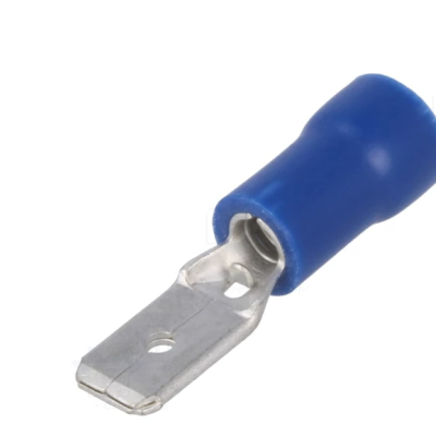 Terminal elétrico azul com parte metálica prateada