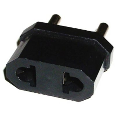 Adaptador de tomada elétrico preto com dois pinos redondos
