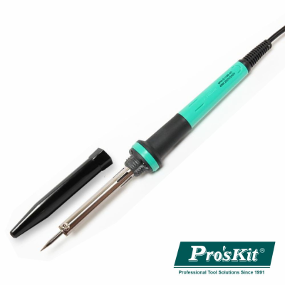 Ferro de soldar Pro'sKit verde e preto com tampa negra