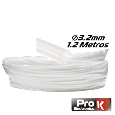 Tubo flexível transparente de silicone 3.2mm x 1.2 metros com texto e logo Pro K Electronics
