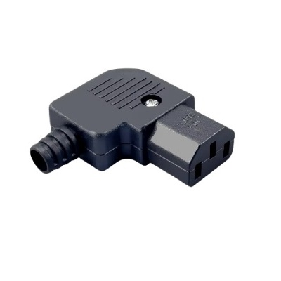 Conector elétrico preto em plástico com três entradas retangulares