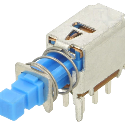 Interruptor botão pressão azul com mola metálica