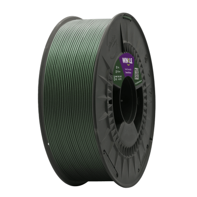Carretel de filamento para impressora 3D verde escuro com etiqueta WINCLE