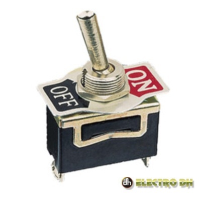 Interruptor de alavanca preto com etiquetas ON e OFF