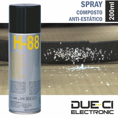 Spray anti-estático H-88 embalagem metálica prateada e preta 200ml marca DUE·CI
