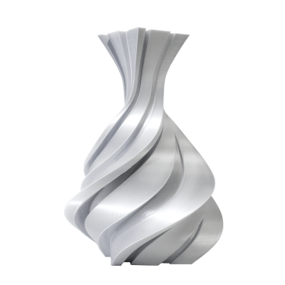 Vaso prateado em espiral de design moderno