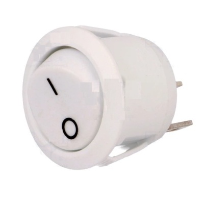 Interruptor redondo branco com símbolos | e O