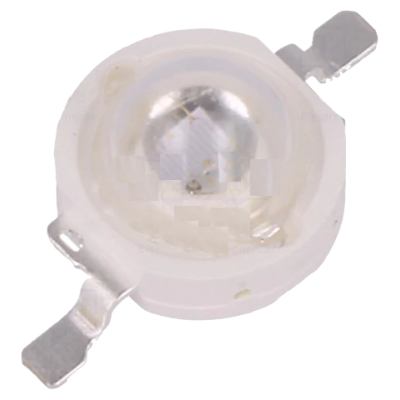 LED branco com base branca e terminais metálicos