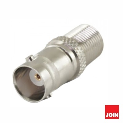 Conector metálico prateado com rosca para cabos coaxiais