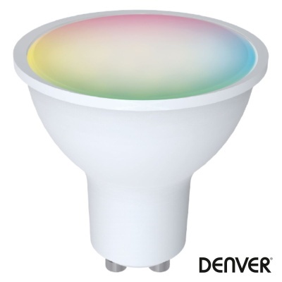 Lâmpada LED multicolorida com base GU10 branca da marca DENVER