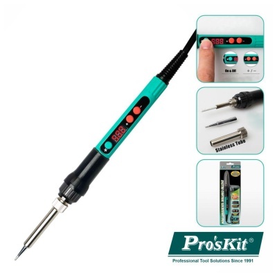 Ferro de soldar digital Pro'sKit com visor e acessórios