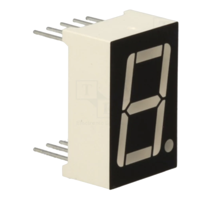 Mostrador digital segmento único cor preta com segmento cinza e conectores metálicos