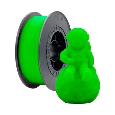 Filamento 3D verde fluorescente com figura de astronauta verde fluorescente