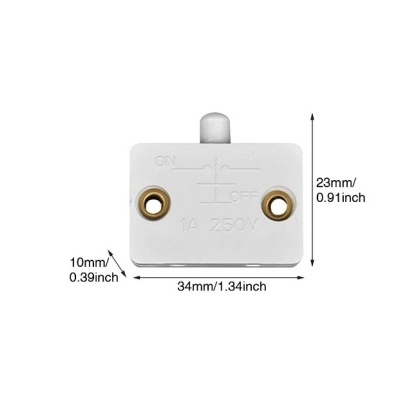 Interruptor branco com medidas e texto ON OFF 4A 250V