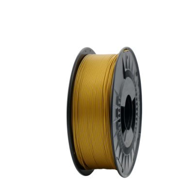 Filamento para impressora 3D dourado em carretel preto