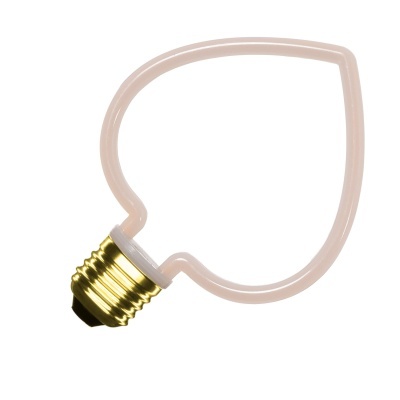 Lâmpada em forma de coração cor de rosa