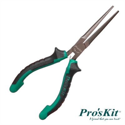 Alicates de bico longo Pro'sKit com puxadores verde e preto