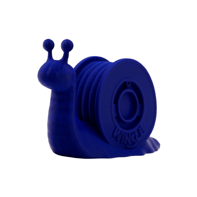 Estatueta de caracol azul em plástico com texto WINKLE na concha