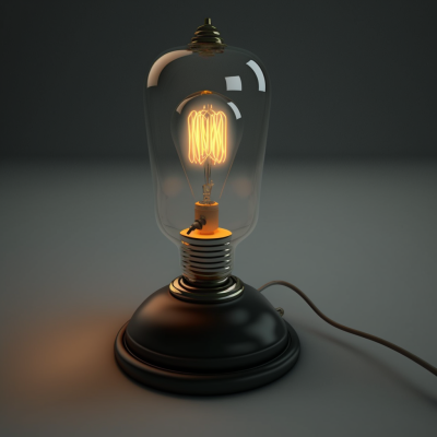 Lâmpada vintage com base metálica preta e vidro transparente