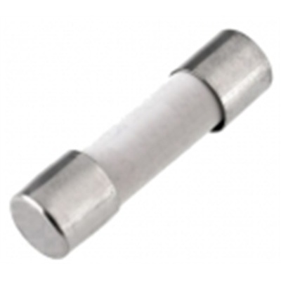 Fusível cilíndrico branco com extremidades metálicas