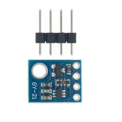 Módulo sensor GY-21 com componentes eletrónicos em placa azul