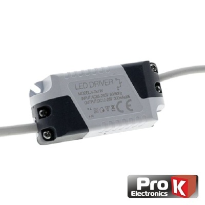 Driver LED Pro K branco e negro com parafusos e cabos brancos