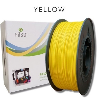 Rolo de filamento amarelo para impressora 3D e embalagem Fil3D