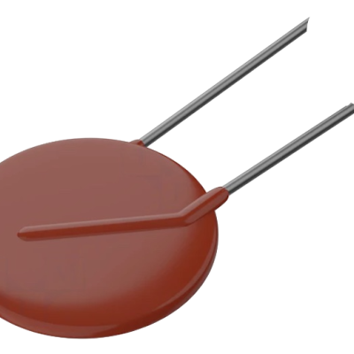 Aquecer cerâmico redondo castanho avermelhado com terminais metálicos