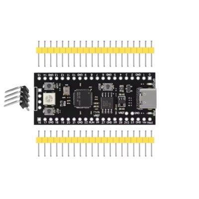 Placa de circuito com conectores amarelos e pretos