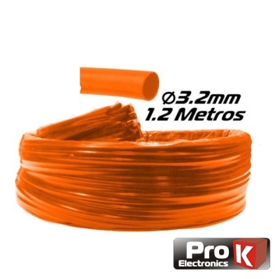 Bobina de cabo elétrico laranja com texto de medidas e logótipo Pro K Electronics