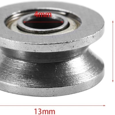 Peça metálica cilíndrica com rolamento e medidas em milímetros